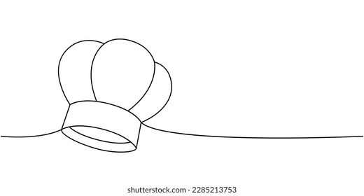 Sombrero de chef, tapa de cocción de una línea de dibujo continuo. Herramientas de cocina continua ilustración de una línea. Ilustración lineal minimalista del vector.