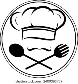 Chef hat cook food logo vector
