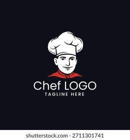 Chef hat cook profile silhouette kitchen restaurant culinary symbol Vector logo template