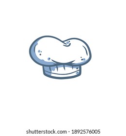 Chef hat. Cooking and bakery. Blue kitchen clothes and uniforms. Cartoon icon isolated on white