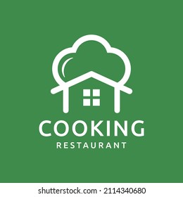 Chef hat cooking home real estate icon line outline logo design Premium
