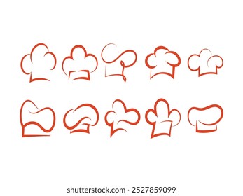 Conjunto de logotipo de cocina de sombrero de chef