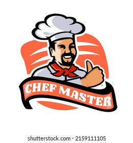 Küchenchef im Hut. Kochen, Restaurantkonzept, Vektorgrafik