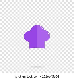 Chef hat with cross knife and fork vector icon on transparent background. Cap chef cooking.  