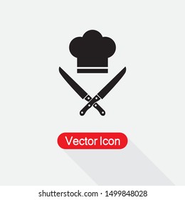 The Chef Hat And Crossed Knifes Icon Vector Illustration On Light Background Eps10