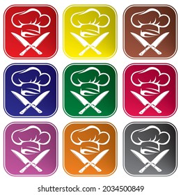 Sombrero De Chef E Ilustración Del Vector De Cuchillos Cruzados. Diseño de plantillas de logotipo de cocina. Ilustración de vectores de iconos de restaurante
