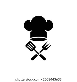 Chef Hat with Crossed Spatula and Fork - Iconic Culinary Emblem