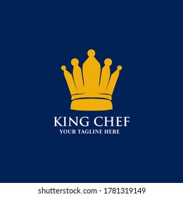 Sombrero de chef y logotipo de la corona para el chef rey restaurante material vectorial