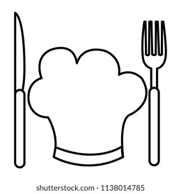 chef hat with cutleries