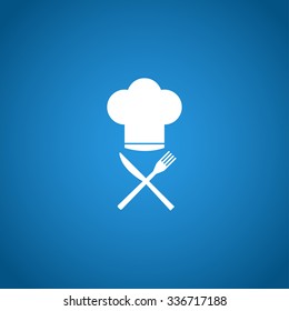 Chef hat with cutlery. Flat design style eps 10