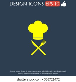 Chef hat with cutlery. Flat design style eps 10