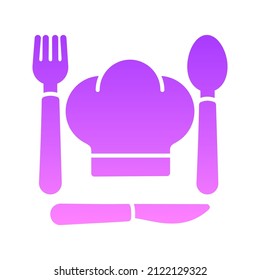 Chef Hat and Cutlery Glyph Gradient Design