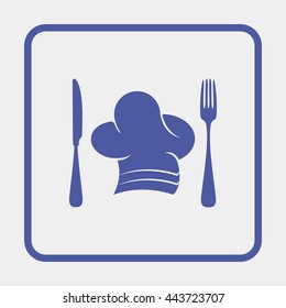 Chef hat with cutlery illustration.