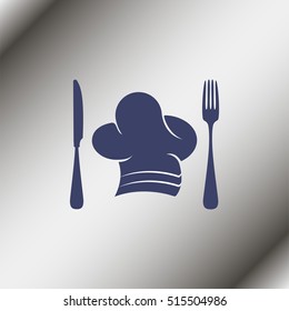 Chef hat with cutlery illustration.