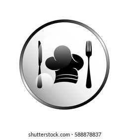 Chef hat with cutlery illustration.