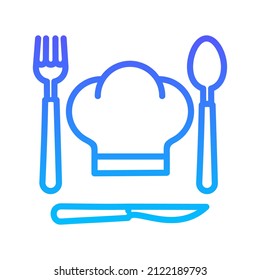 Chef Hat and Cutlery Line Gradient Icon Design