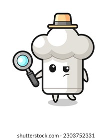 el personaje detective de chef hat está analizando un caso, diseño de estilo lindo para camiseta, pegatina, elemento logo