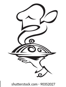 chef hat with dish