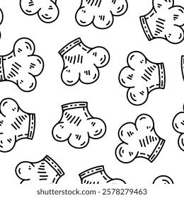 chef hat doodle pattern background. Chef Hat Illustration Seamless Background. Chef Hat Doodle. 