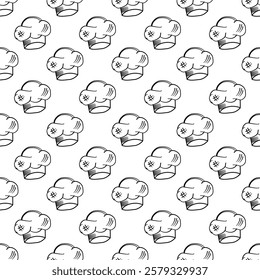 chef hat doodle pattern background. Chef Hat Illustration Seamless Background. Chef Hat Doodle.