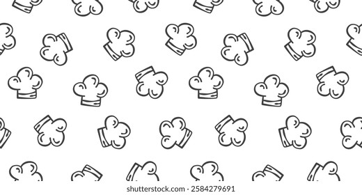 chef hat doodle pattern background. Chef Hat Illustration Seamless Background. Chef Hat Doodle.