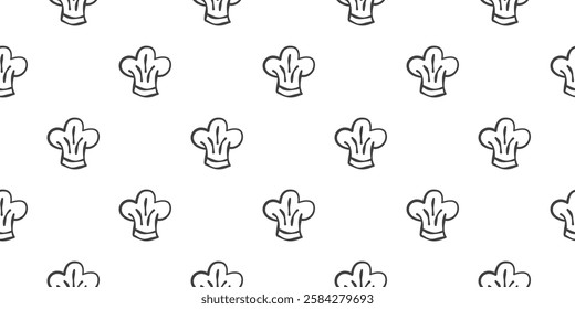 chef hat doodle pattern background. Chef Hat Illustration Seamless Background. Chef Hat Doodle.