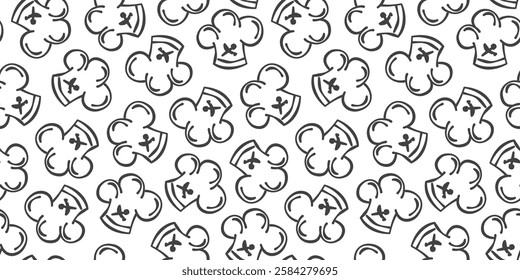 chef hat doodle pattern background. Chef Hat Illustration Seamless Background. Chef Hat Doodle.