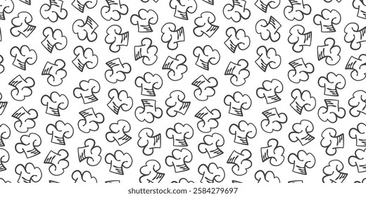 chef hat doodle pattern background. Chef Hat Illustration Seamless Background. Chef Hat Doodle.