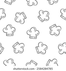 chef hat doodle pattern background. Chef Hat Illustration Seamless Background. Chef Hat Doodle.