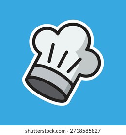 Vector editable de la etiqueta engomada del estilo de la historieta del sombrero del cocinero