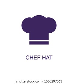 Chef hat element in flat simple style on white background. Chef hat icon, with text name concept template