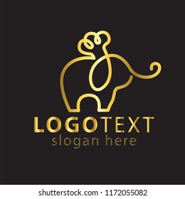 Chef hat and elephant line logo icon vector template