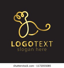 Chef hat and elephant line logo icon vector template