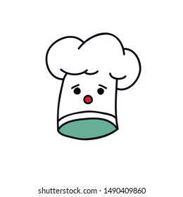 Chef Hat Emoji Doodle Icon, Vector Illustration