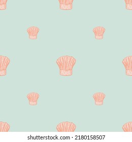 Chef hat engraved seamless pattern. Kitchen traditional element for cook in hand drawn style. Sketch texture for fabric, wallpaper, textile, print, title, wrapping paper. Vector illustration.