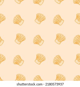 Chef hat engraved seamless pattern. Kitchen traditional element for cook in hand drawn style. Sketch texture for fabric, wallpaper, textile, print, title, wrapping paper. Vector illustration.
