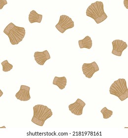 Chef hat engraved seamless pattern. Kitchen traditional element for cook in hand drawn style. Sketch texture for fabric, wallpaper, textile, print, title, wrapping paper. Vector illustration.