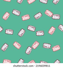 Chef hat engraved seamless pattern. Kitchen small element in hand drawn style. Sketch texture for fabric, wallpaper, textile, print, title, wrapping paper. Vector illustration.