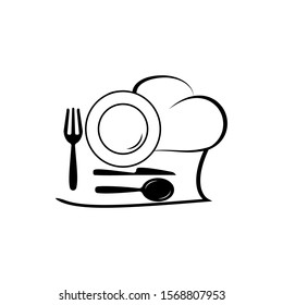 chef hat in fashionable design with with kitchen appliances