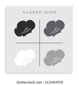 Chef hat flat black and white vector icon.