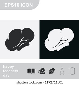 Chef hat flat black and white vector icon.