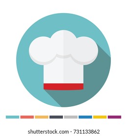 Chef hat flat icon with long shadow. Vector Illustration.