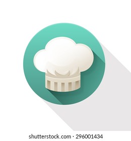 Chef hat flat icon on white background.