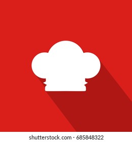 Chef Hat Flat Icon With Red Background, Vector, Illustration