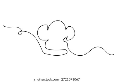 Koch Hut Lebensmittel Symbol durchgehende einzeilige Zeichnung und minimalistischen Stil isolieren Umrissvektor