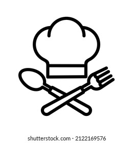 Chef Hat Fork Line Black Icon Stock Vector (Royalty Free) 2122169576 ...