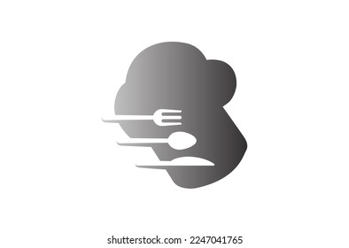 Chef Hat Fork Spoon And Knife Utensils Logo Speed Delivery Symbol Vector Design