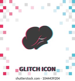 Chef hat  glitch effect vector icon.