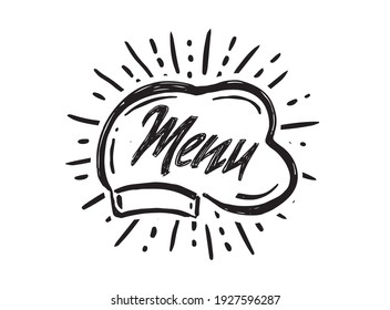 Chef hat, hand drawn style, vector illustration.