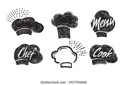 Chef Hat, Hand Drawn Style, Vector Illustration.